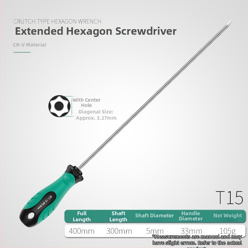 Sada skrutkovačov Torx s predĺženou tyčou 40 cm, veľkosti T5-T30, s dierkami aj bez dierok