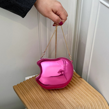 Akril torbica za žene preko ramena sa lancem — box bag, mala, ovalnog oblika, za večernje nošenje