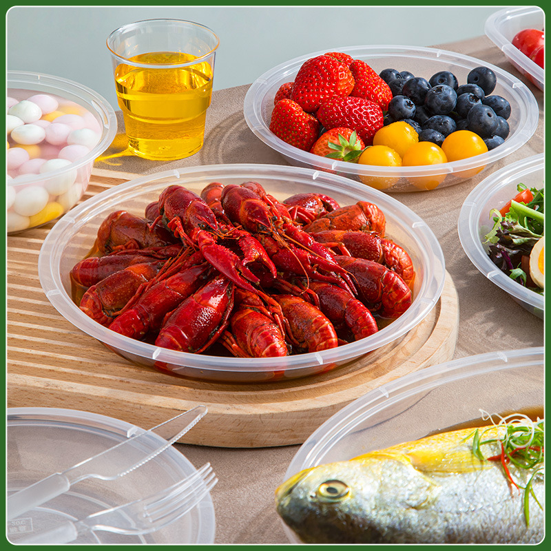 Farfurii plastice de unică folosință, rotunde, îngroșate, de calitate alimentară, compatibile cu microundele, pentru uz casnic și picnicuri în aer liber