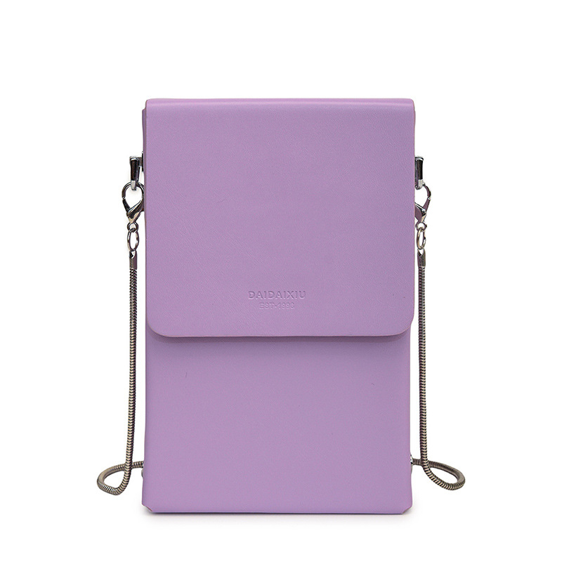 Ženska crossbody torbica u gradskom minimalističkom stilu, mala veličina, PU koža, lanac, džep za telefon i mini torbicu za ruž