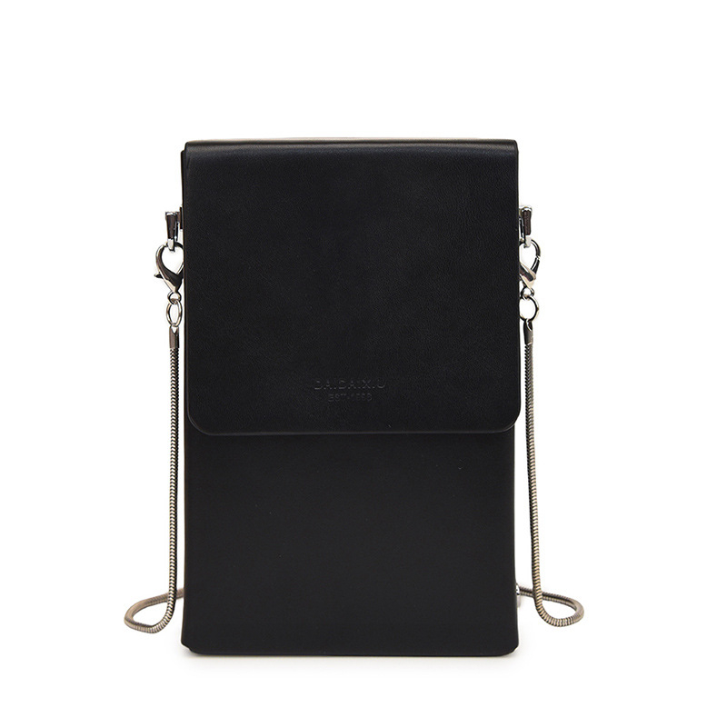 Ženska crossbody torbica u gradskom minimalističkom stilu, mala veličina, PU koža, lanac, džep za telefon i mini torbicu za ruž