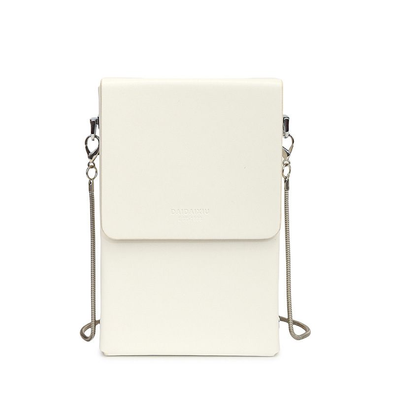 Ženska crossbody torbica u gradskom minimalističkom stilu, mala veličina, PU koža, lanac, džep za telefon i mini torbicu za ruž
