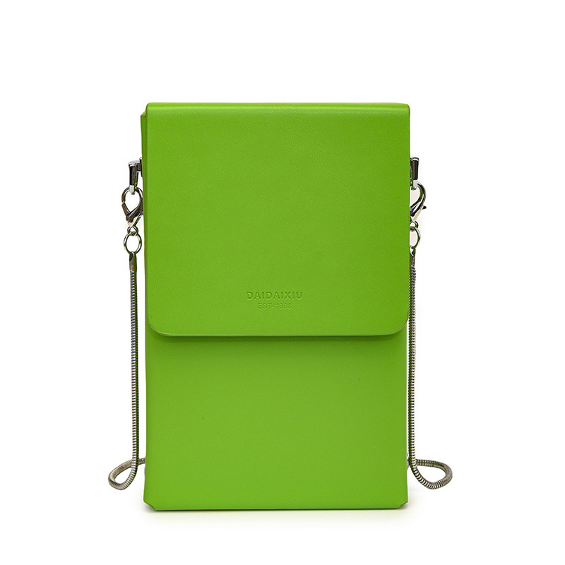 Ženska crossbody torbica u gradskom minimalističkom stilu, mala veličina, PU koža, lanac, džep za telefon i mini torbicu za ruž