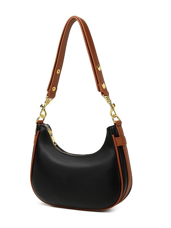 Jednobojna torba za podlakticu, retro stil, crossbody na jedno rame, oblik polumjeseca, moda 2025