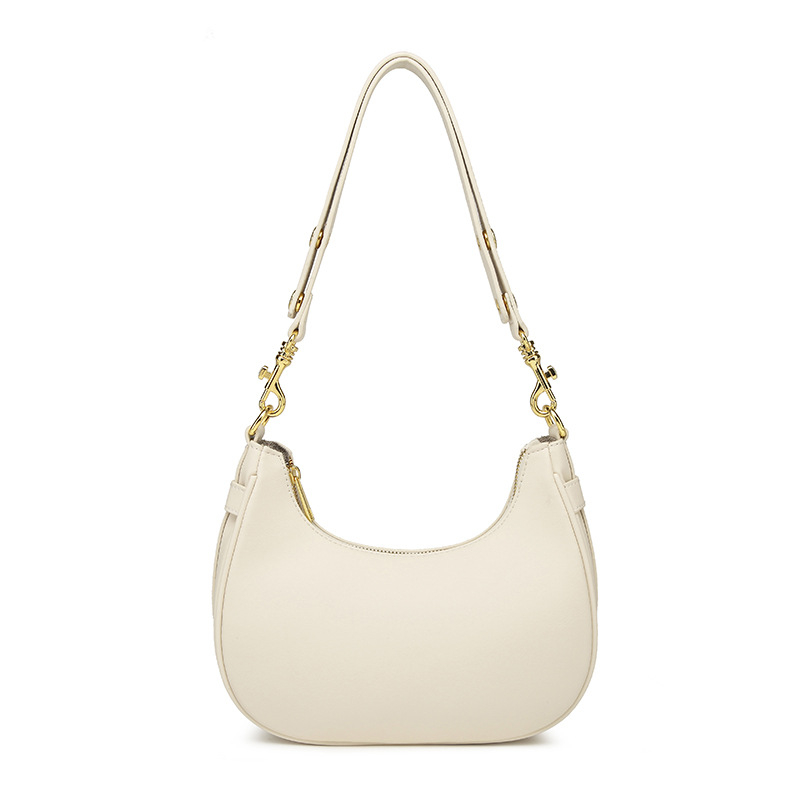 Jednobojna torba za podlakticu, retro stil, crossbody na jedno rame, oblik polumjeseca, moda 2025