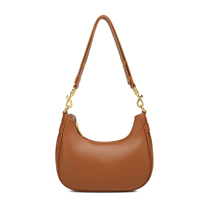 Jednobojna torba za podlakticu, retro stil, crossbody na jedno rame, oblik polumjeseca, moda 2025
