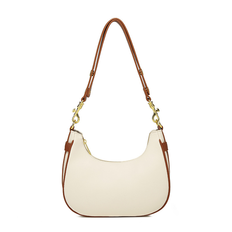 Jednobojna torba za podlakticu, retro stil, crossbody na jedno rame, oblik polumjeseca, moda 2025