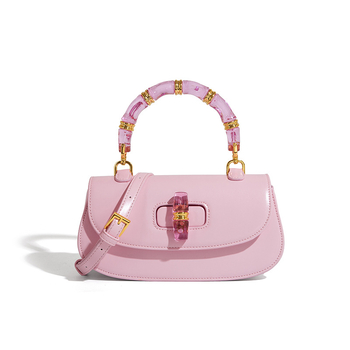 Kristalna torbica tip sedlo s bambus detaljem, svestrana mala ženska torbica, novi model 2025, minimalistički i elegantan stil, za rameno ili crossbody nošenje
