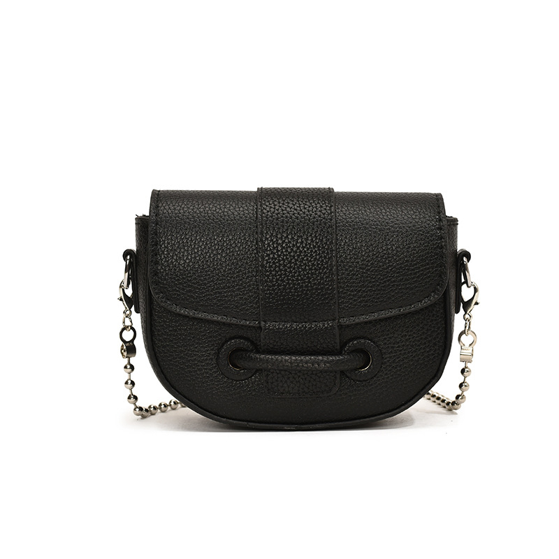 PU sedlovita torbica karamelne boje, mala, crossbody s lancem, jednobojna, za casual žene