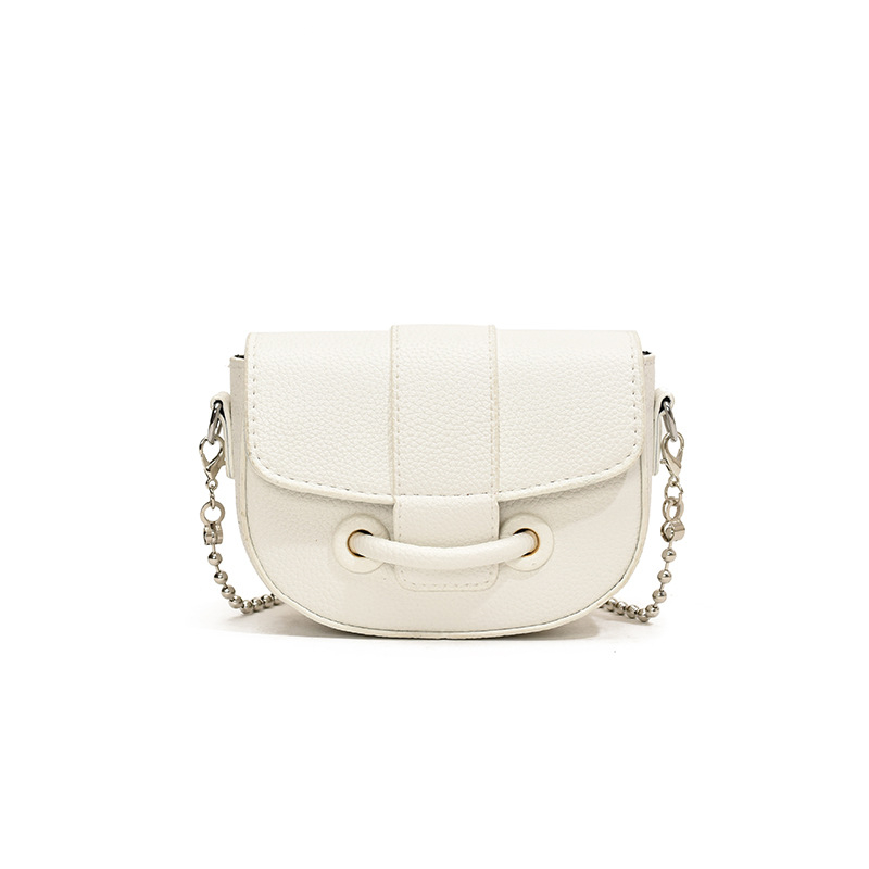 PU sedlovita torbica karamelne boje, mala, crossbody s lancem, jednobojna, za casual žene