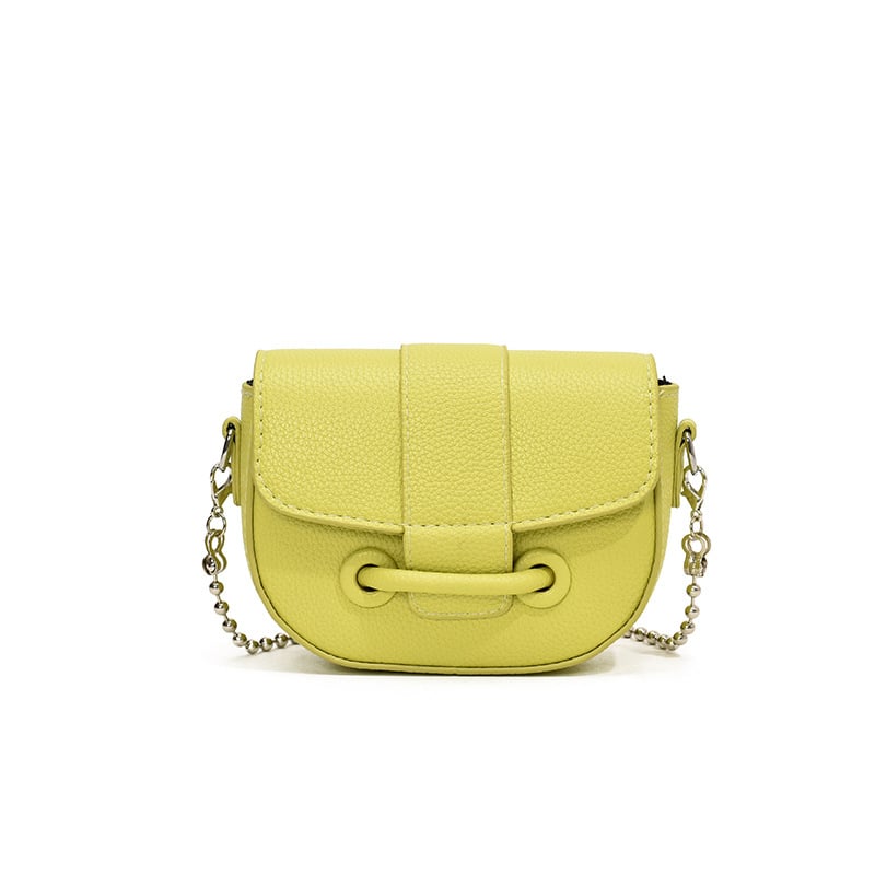 PU sedlovita torbica karamelne boje, mala, crossbody s lancem, jednobojna, za casual žene