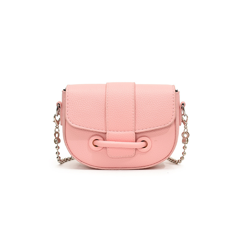 PU sedlovita torbica karamelne boje, mala, crossbody s lancem, jednobojna, za casual žene