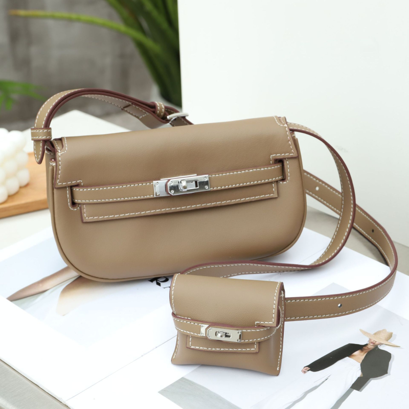 Moove Kelly torba od vršne slojevine bik kože – prava koža, ženska crossbody torba, mini pojas torba
