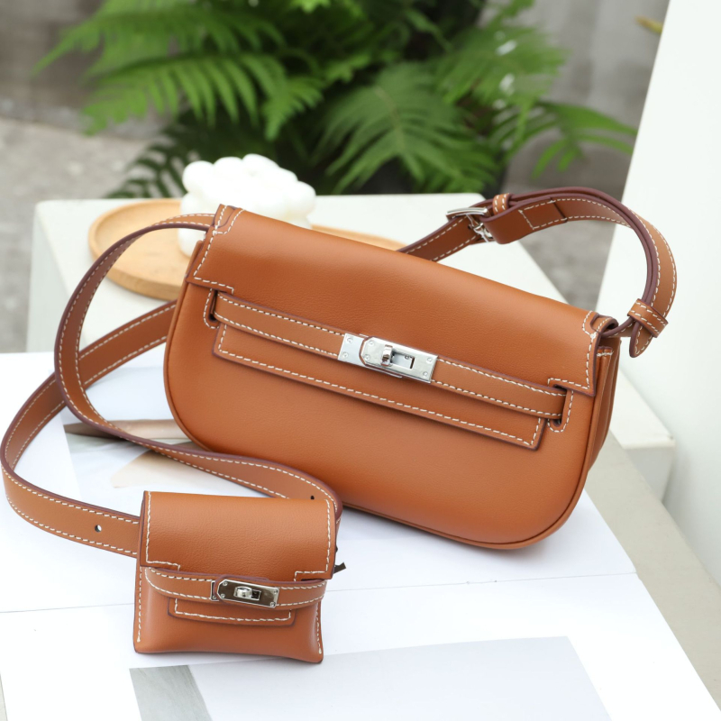 Moove Kelly torba od vršne slojevine bik kože – prava koža, ženska crossbody torba, mini pojas torba