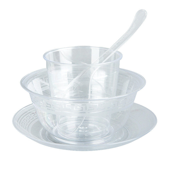Set de tacâmuri de unică folosință pentru masă: set de patru piese cu boluri și bețișoare, plastic dur îngroșat, de înaltă calitate aeronautică, pentru picnic, grătar și uz casnic