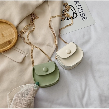 Mini ženska torbica s lancem, saddle stil, korejski dizajn, kompaktna crossbody torba za rame