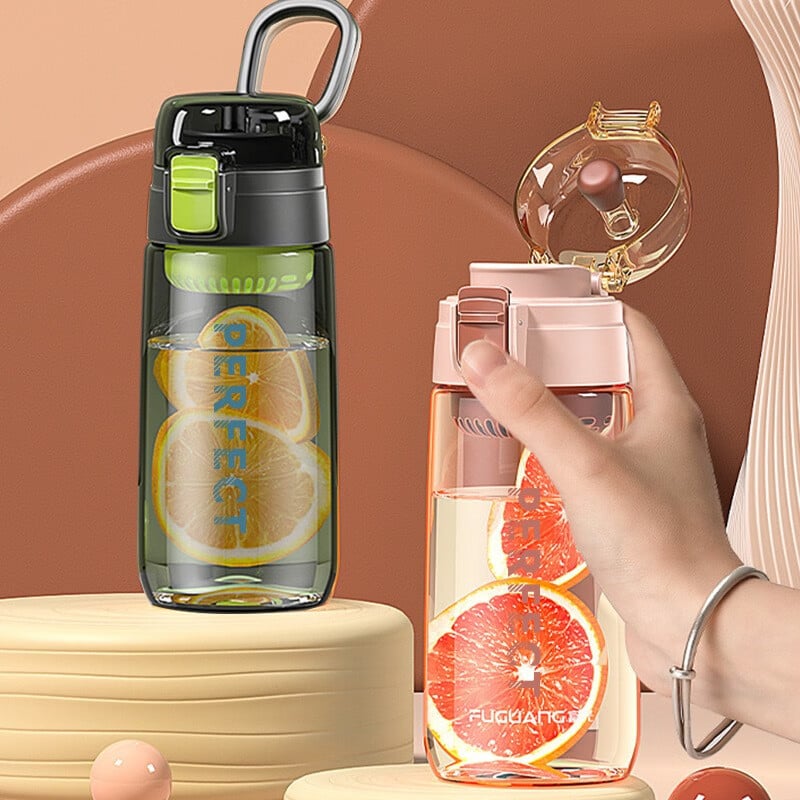 Fuguang PC pahar de apă, vară, exterior, capacitate mare, durabil pentru copii și elevi, stil sport, pahar din plastic cu compartiment pentru ceai