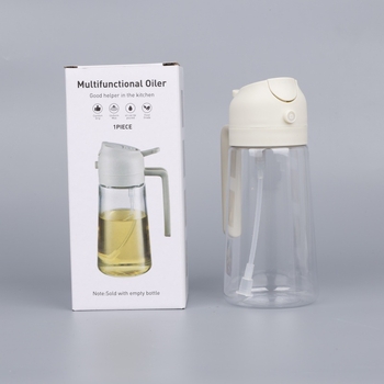 Stropitoare de ulei cu două funcții, pulverizator cu apăsare, recipient din plastic pentru bucătărie