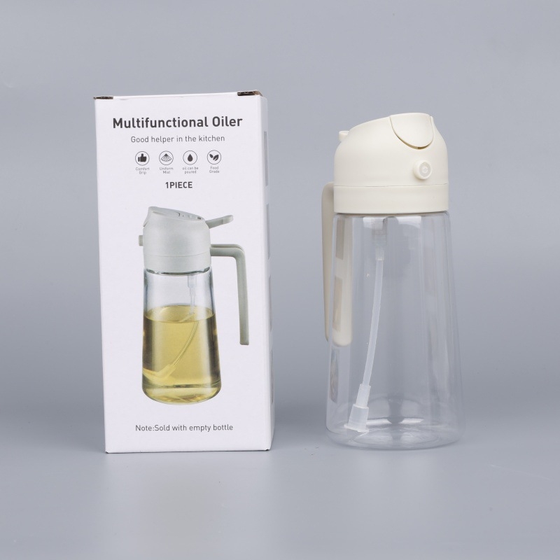 Stropitoare de ulei cu două funcții, pulverizator cu apăsare, recipient din plastic pentru bucătărie