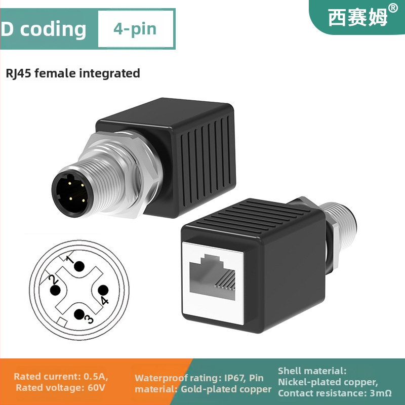 Conector cablu Fieldbus pentru Ethernet industrial CAT5e, verde, M12-4 pini, codare D către RJ45