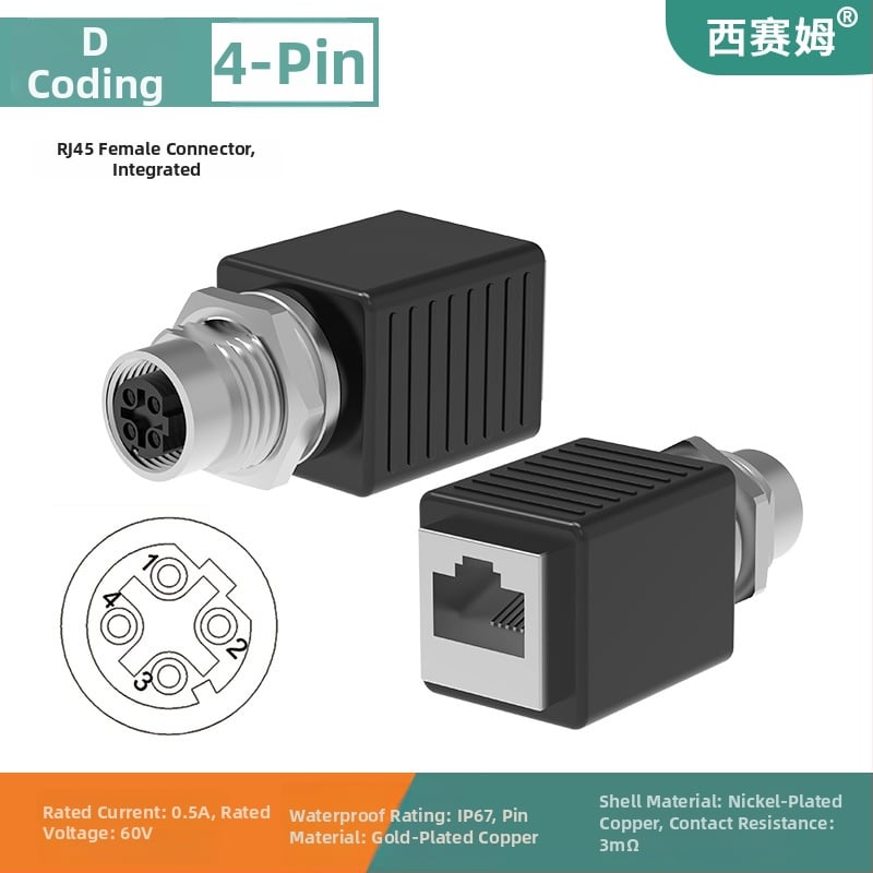 Conector cablu Fieldbus pentru Ethernet industrial CAT5e, verde, M12-4 pini, codare D către RJ45