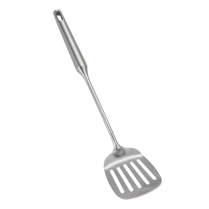 Set de 6 ustensile de bucătărie din oțel inoxidabil 304: spatulă, spatulă pentru prăjit, lingură, lingură cu găuri și încă două unelte de bucătărie.