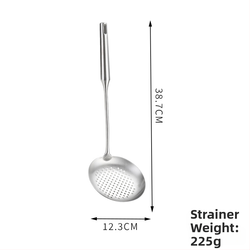 Set de 6 ustensile de bucătărie din oțel inoxidabil 304: spatulă, spatulă pentru prăjit, lingură, lingură cu găuri și încă două unelte de bucătărie.