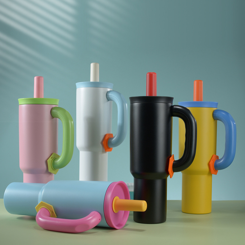 Dopamine 304 oțel inoxidabil termos cu mâner și pai, 40oz capacitate mare, cană auto