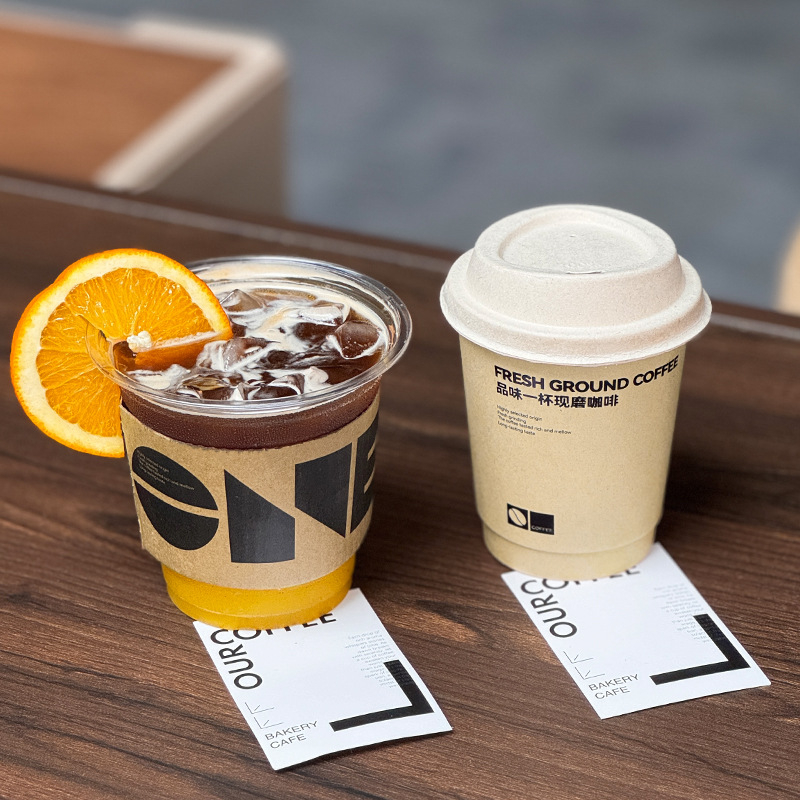 Geantă tote din hârtie kraft pentru cafea și ceai cu lapte, pentru un singur pahar sau două pahare, pentru luat la pachet