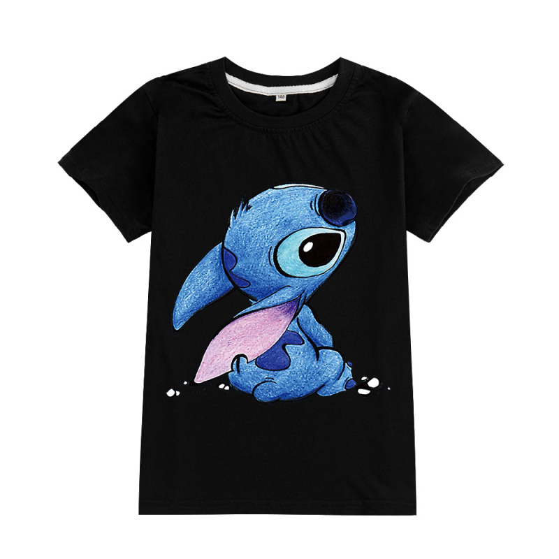 Stitch gyerekeknek szánt rövid ujjú póló karikatúra nyomással, kerek nyakú, 95% pamut, A594