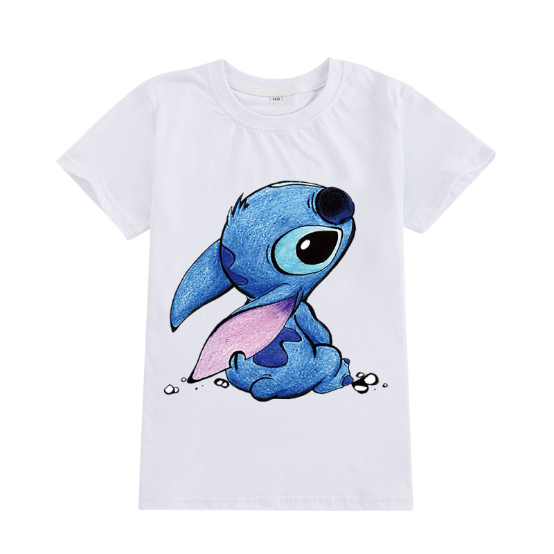 Stitch gyerekeknek szánt rövid ujjú póló karikatúra nyomással, kerek nyakú, 95% pamut, A594