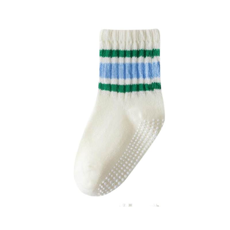 Baba csúszásmentes zokni, uniszex pamut, retro csíkos mintával
