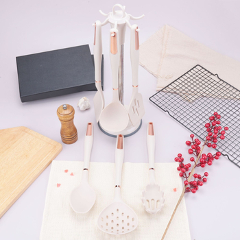Spatulă din silicon alb, de calitate alimentară, rezistentă la temperaturi înalte, pentru uz casnic, spatulă antiaderentă pentru tigăi, ustensile de bucătărie, spatulă de gătit și lingură de supă