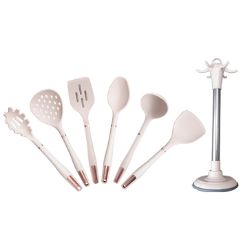 Spatulă din silicon alb, de calitate alimentară, rezistentă la temperaturi înalte, pentru uz casnic, spatulă antiaderentă pentru tigăi, ustensile de bucătărie, spatulă de gătit și lingură de supă