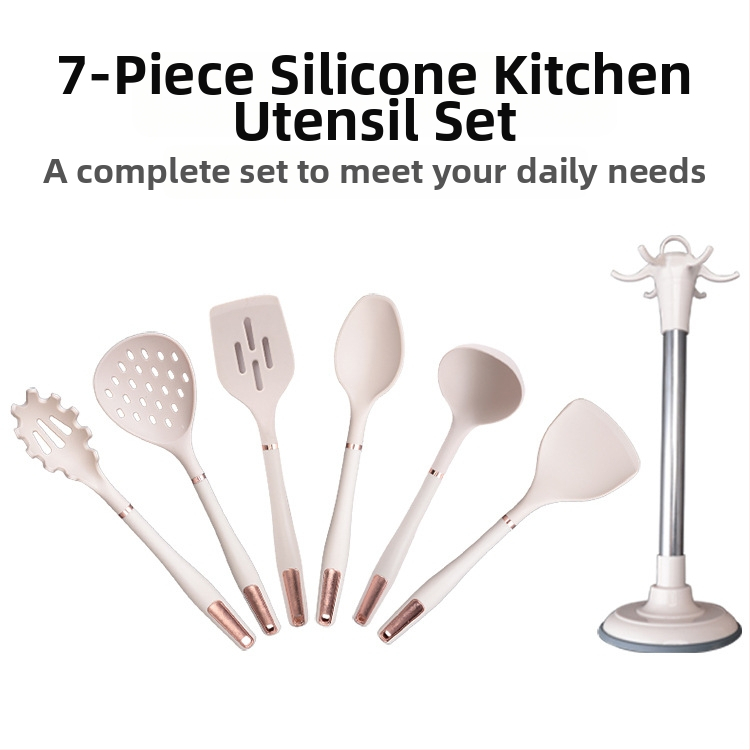 Spatulă din silicon alb, de calitate alimentară, rezistentă la temperaturi înalte, pentru uz casnic, spatulă antiaderentă pentru tigăi, ustensile de bucătărie, spatulă de gătit și lingură de supă