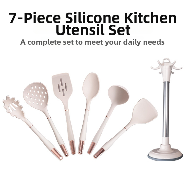 Spatulă din silicon alb, de calitate alimentară, rezistentă la temperaturi înalte, pentru uz casnic, spatulă antiaderentă pentru tigăi, ustensile de bucătărie, spatulă de gătit și lingură de supă