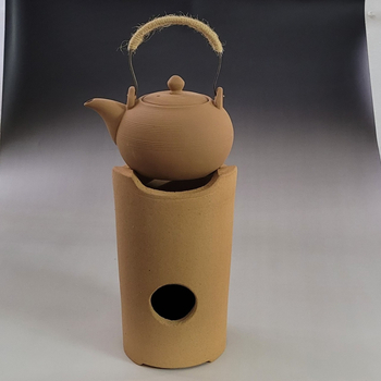 Set de ceai din ceramică rezistentă la temperaturi înalte, cu gură rotundă și înălțime, sobă cu cărbuni pentru prepararea ceaiului; ceainic ceramic pentru exterior