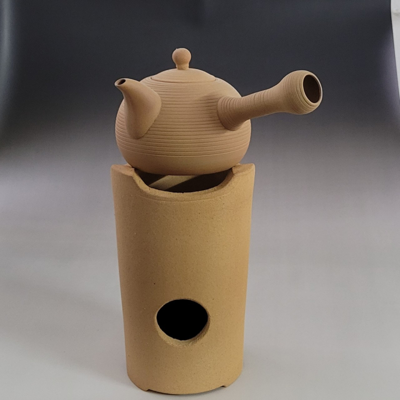Set de ceai din ceramică rezistentă la temperaturi înalte, cu gură rotundă și înălțime, sobă cu cărbuni pentru prepararea ceaiului; ceainic ceramic pentru exterior