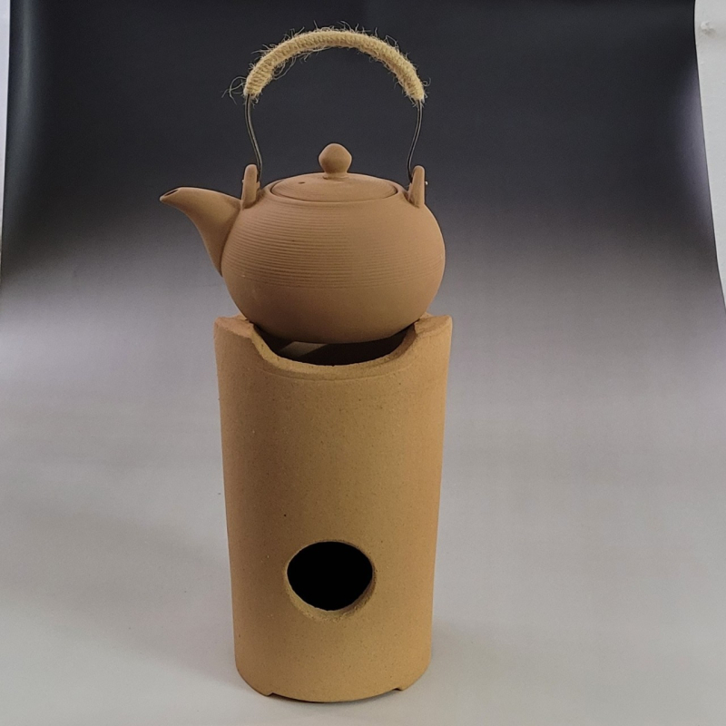 Set de ceai din ceramică rezistentă la temperaturi înalte, cu gură rotundă și înălțime, sobă cu cărbuni pentru prepararea ceaiului; ceainic ceramic pentru exterior