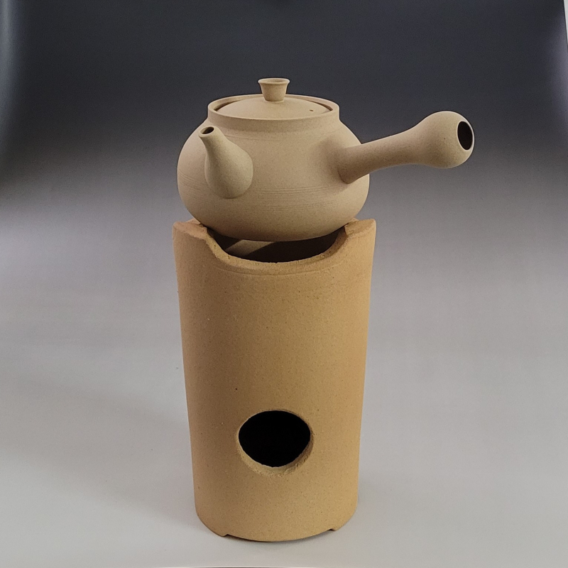 Set de ceai din ceramică rezistentă la temperaturi înalte, cu gură rotundă și înălțime, sobă cu cărbuni pentru prepararea ceaiului; ceainic ceramic pentru exterior