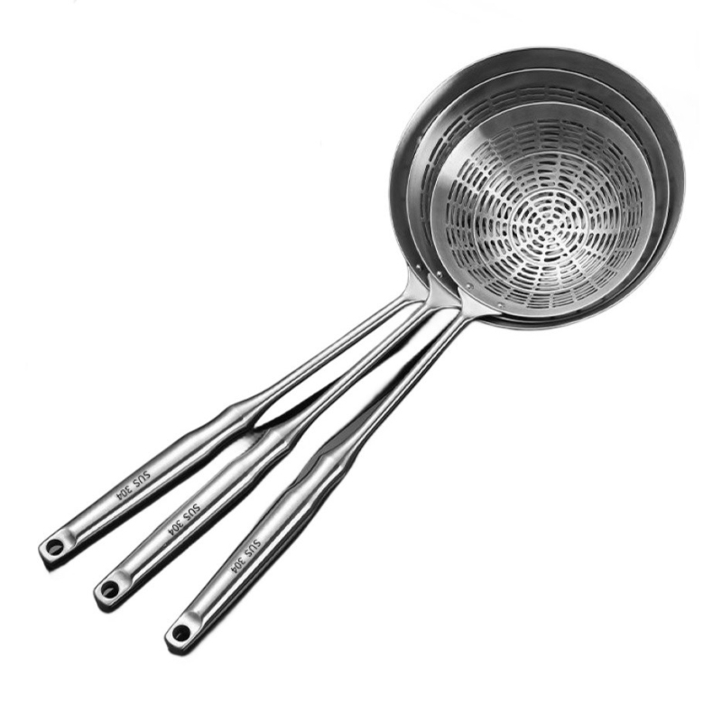 Lingură-colander din oțel inoxidabil 304, mâner îngroșat, pentru uz casnic, filtrare în oală și strecurare de tăiței