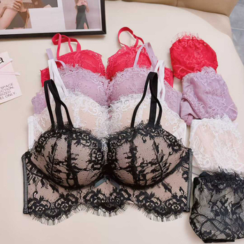 Čipkasti set grudnjaka za male grudi, 3/4 košarice, anti-sagging, seksi