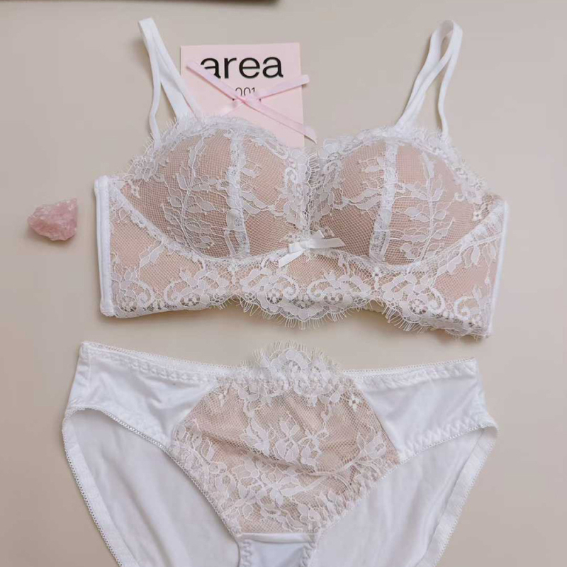 Čipkasti set grudnjaka za male grudi, 3/4 košarice, anti-sagging, seksi