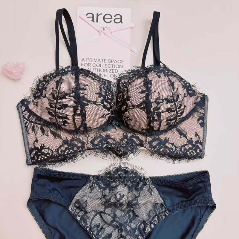 Čipkasti set grudnjaka za male grudi, 3/4 košarice, anti-sagging, seksi
