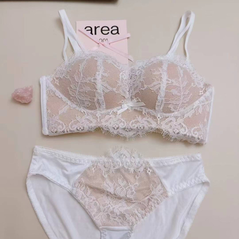 Čipkasti set grudnjaka za male grudi, 3/4 košarice, anti-sagging, seksi
