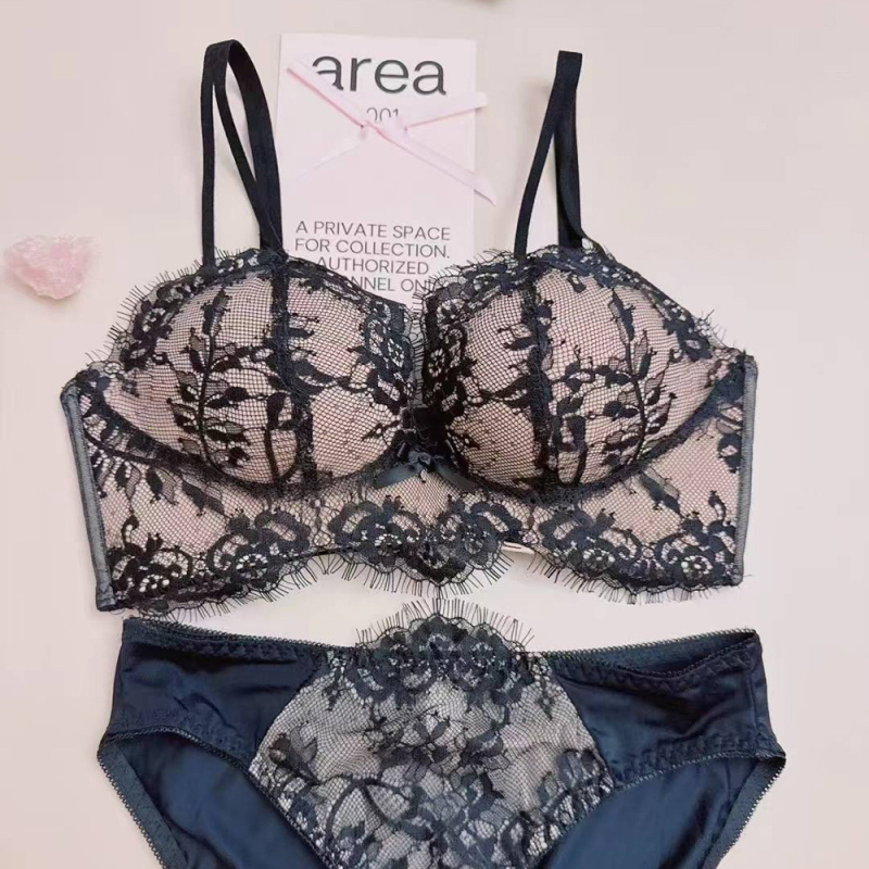 Čipkasti set grudnjaka za male grudi, 3/4 košarice, anti-sagging, seksi