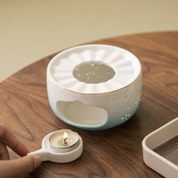 Încălzitor de ceai cu bază ceramică și lumânare pentru ceai înflorit – accesorii pentru prepararea ceaiului