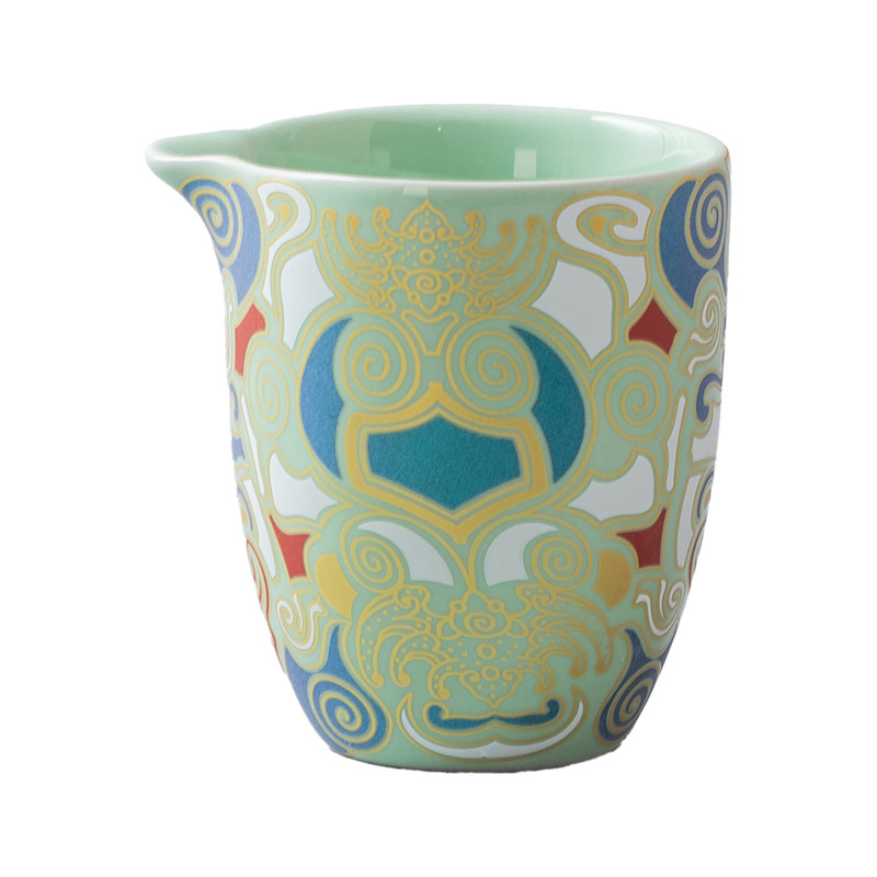 Set ceramic de ceai cu ceașcă pentru turnare uniformă, separator pentru ceai, tavă pentru ceai și strecurător – accesorii pentru ceai pentru casă, sufragerie sau birou