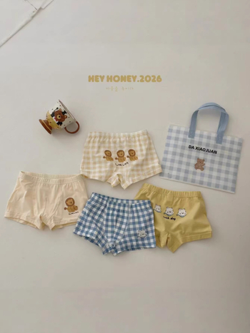 Chiloți din bumbac pentru copii, set de două piese, imprimeu cu personaje desen animate, Hey Honey26, pentru băieți și fete, vară.