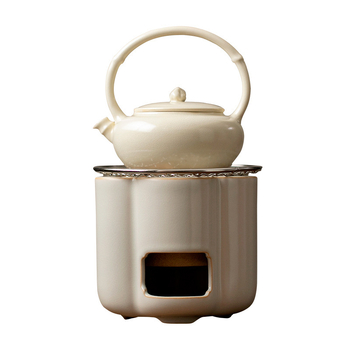 Plită ceramică pentru ceai, compactă, pentru uz casnic, cu alimentare dublă (alcool și cărbune), ceainic cu mâner